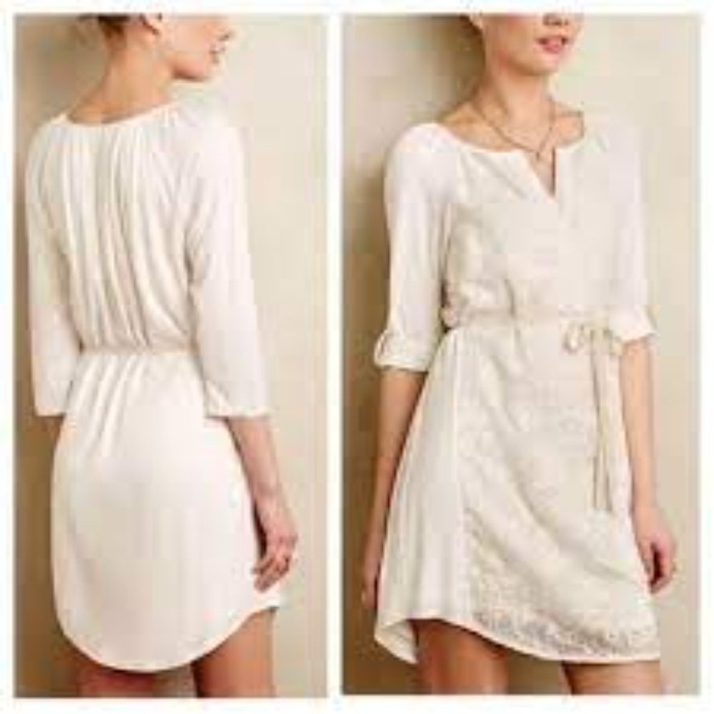Anthropologie Tiny White Lace Dress.